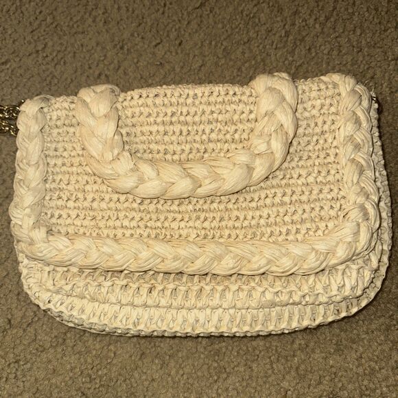 H&M handbag Boho Woven Straw Rattan Shoulder Bag 8”X 11” - Picture 3 of 10